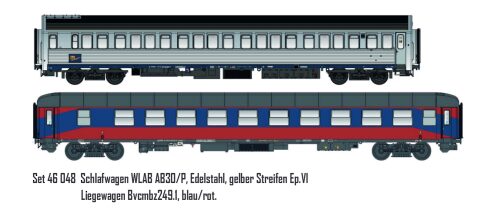 LS Models 46048 2tlg. Set WLAB AB30/P Inox -ge. Streifen TRI/Bvcmbz blau/rot